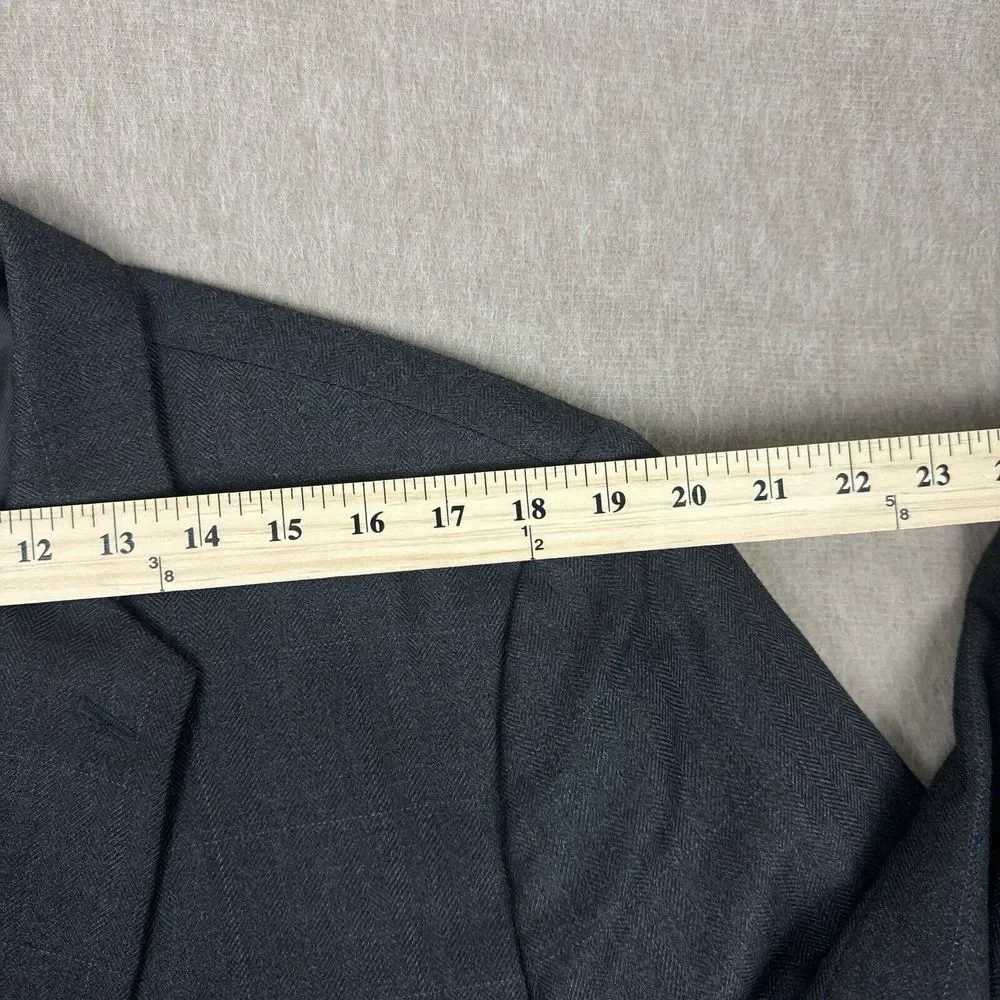 Banana Republic Men's Blazer 46L Gray Tailored Fit Tweed Windowpane Check Jacket